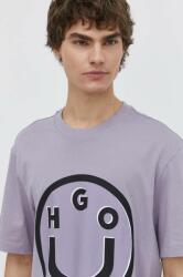 Hugo Blue pamut póló lila, férfi, nyomott mintás - lila S - answear - 15 190 Ft