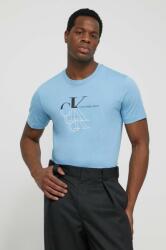 Calvin Klein Jeans pamut póló férfi, nyomott mintás - kék XL - answear - 12 990 Ft