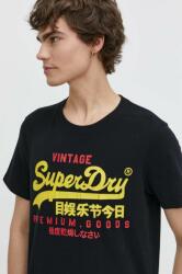 Superdry pamut póló fekete, férfi, nyomott mintás - fekete M - answear - 15 990 Ft