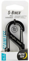 NiteIze SB3-A1-3R3 S -Biner® dupla karabiner acél #3 - 3-as csomag - fekete/acél (SB3-A1-3R3)