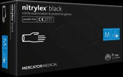 Mercator Medical Black púdermentes nitril egyszer használatos kesztyű, 100db / doboz, S (NITRYLEX_BLACK-S)