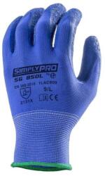 Kesztyű latex mártott poliészter csúszásbiztos gumírozott mandzsetta kék 6 (1LACB06)