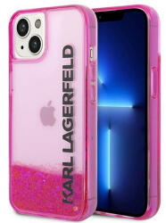 KARL LAGERFELD Liquid Glitter Elong Apple iPhone 14 Plus hátlap tok, rózsaszín KLHCP14MLCKVF (KLHCP14MLCKVF)