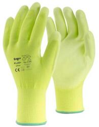  Kesztyű poliészter PU mártással TOP FLUO-Y PLUS, fluo srága, 6 (TOP_FLUO-Y_PLUS-6)