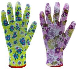  Védőkesztyű mártott poliészter TOP PU FLOWER GR, zöld alma, XL (TOP_PU_FLOWER_GR-XL)