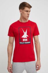 Helly Hansen pamut póló piros, férfi, nyomott mintás - piros L