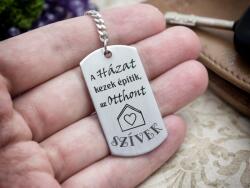 R. M. ékszer Házat kezek építik acél medálos kulcstartó (13240-RM-D)