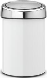 Brabantia Touch Bin fali/álló nyomófedeles hulladékgyűjtő XXS, 3L - A méret, acél fehér test, r. m. acél fényes fedő (364488)