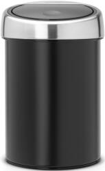 Brabantia Touch Bin fali/álló nyomófedeles hulladékgyűjtő XXS, 3L - A méret, matt fekete acél test, r. m. acél selyem fedő (364440)