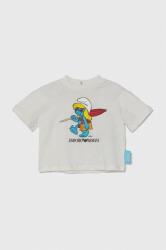 Giorgio Armani baba pamut póló x The Smurfs fehér, nyomott mintás - fehér 74 - answear - 28 990 Ft