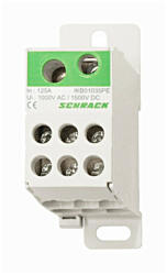 Schrack PE csatlakozó blokk, 1 pólus, 125A, 1x35mm2, 7x16mm2 (IKB01035PE)