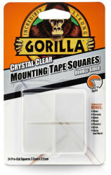  Gorilla Mounting Clear Tape Squares Kristálytiszta Kétoldalas Ragasztószalag 2, 5cm-es négyzetek 24db/csomag (3044110)