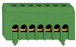 Schrack PE kapocs blokk, 7x10/16mm2, 63A, zöld/sárga, szigetelt (IK021037I-)