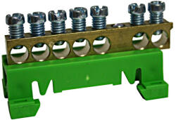 Schrack PE kapocs blokk, 7x10/16mm2, 63A, zöld/sárga (IK021037--)