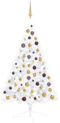 Jumătate brad crăciun artificial cu set globuri, alb, 120 cm (3077482)
