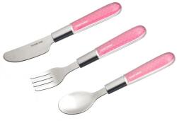 Canpol babies Tacâmuri metalice pentru copii (lingură, furculiță, cuțit) 9/477 roz Set pentru masa bebelusi