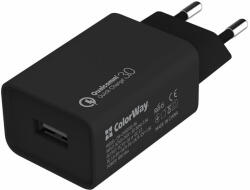 ColorWay Ac Tolto 1xusb Quick Charge 3.0, 18w, Fekete (cw-chs013q-bk)