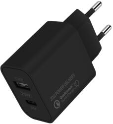 ColorWay Ac Tolto Type-c Pd + Usb Qc3.0, 20w V2, Fekete (cw-chs025qpd-bk)