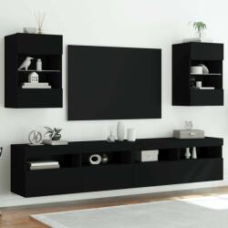 vidaXL 2 db fekete fali TV-szekrény LED-világítással 40x30x60, 5 cm (837081)