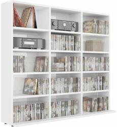 vidaXL Magasfényű fehér forgácslap cd-tartó szekrény 102x23x89, 5 cm (801793)