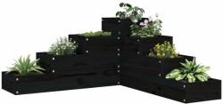 vidaXL fekete 4 szintes tömör fenyőfa kerti virágtartó 80, 5x79x36 cm (825321) - pepita