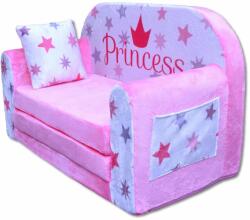  Kétszemélyes gyerek kanapé, kihajtható - Hercegnő Rózsaszín (GYKHR)