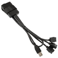 Lian Li Hub USB intern Lian Li 1-to-3 de la USB 2.0 Type A (male) la 3 porturi USB 2.0 9-pini, Black, PW-U2TPAB