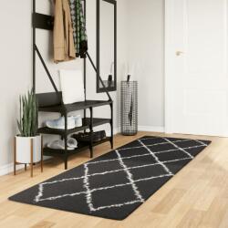 vidaXL fekete és krém hosszú szálú bozontos modern szőnyeg 80 x 250 cm (375407)
