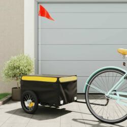 vidaXL fekete-citromsárga vas teherszállító kerékpár utánfutó 30 kg (94078)