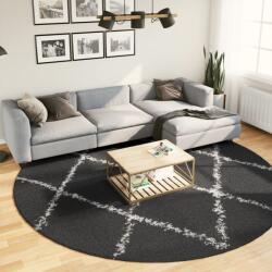 vidaXL fekete és krém hosszú szálú bozontos modern szőnyeg Ø 280 cm (375425) - vidaxl