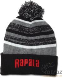 Rapala Bojtos Téli Horgász Sapka Fekete Piros - Rapala Pom Beanie Black Red Logo (6148002)
