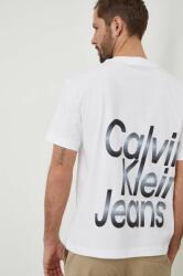 Calvin Klein Jeans tricou din bumbac bărbați, culoarea alb, cu imprimeu J30J325699 PPYH-TSM1O5_00X