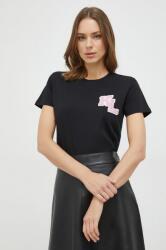 Karl Lagerfeld tricou din bumbac femei, culoarea negru PPYH-TSD0I8_99X