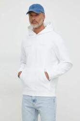 Calvin Klein hanorac de bumbac bărbați, culoarea alb, cu glugă, imprimeu J30J325490 PPYH-BLM0UU_00X