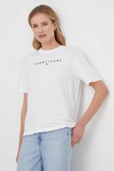 Tommy Jeans tricou din bumbac femei, culoarea alb DW0DW17836 PPYH-TSD1T9_00X