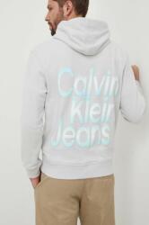 Calvin Klein hanorac de bumbac bărbați, culoarea gri, cu glugă, imprimeu J30J325698 PPYH-BLM0UY_90X