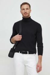KARL LAGERFELD pulover de lana barbati, culoarea negru, light, cu guler PPYH-SWM056_99X
