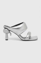 Karl Lagerfeld slapi de piele IKON HEEL femei, culoarea argintiu, cu toc drept, KL39005A PPYH-KLD01R_SLV