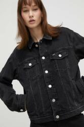 Tommy Jeans geacă din denim femei, culoarea negru, de tranziție, oversize DW0DW17210 PPYH-KUD02K_99J