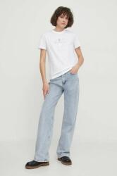 Calvin Klein Jeans tricou din bumbac femei, culoarea alb J20J223264 PPYH-TSD1FZ_00X
