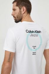 Calvin Klein Jeans tricou din bumbac bărbați, culoarea alb, cu imprimeu J30J325186 PPYH-TSM1NU_00X
