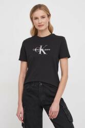 Calvin Klein Jeans tricou din bumbac femei, culoarea negru J20J223264 PPYH-TSD1FZ_99X