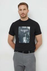 Karl Lagerfeld tricou din bumbac barbati, culoarea negru, cu imprimeu PPYH-TSM0YU_99X