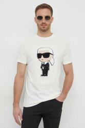 Karl Lagerfeld tricou din bumbac barbati, culoarea bej, cu imprimeu PPYH-TSM0YY_02X