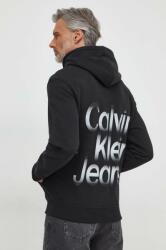 Calvin Klein hanorac de bumbac bărbați, culoarea negru, cu glugă, imprimeu J30J325698 PPYH-BLM0UY_99X