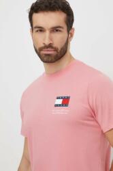 Tommy Jeans tricou din bumbac bărbați, culoarea roz, cu imprimeu DM0DM18263 PPYH-TSM032_30X
