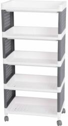 Magic home Comoda/raft plastic, MagicHome, pe roti, 5 polite, gri si alb, max 25 kg, 49x29x97 cm GartenVIP DiyLine (2212846) Comoda