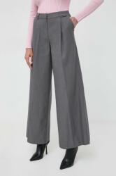 Karl Lagerfeld pantaloni femei, culoarea gri, lat, high waist PPYH-SPD0B2_90X