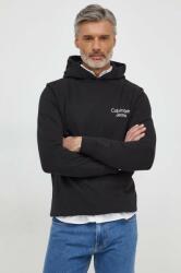 Calvin Klein hanorac de bumbac bărbați, culoarea negru, cu glugă, imprimeu J30J325159 PPYH-BLM0UL_99X
