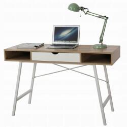 Jumi Birou calculator, Jumi, placa MDF, otel, cu sertar, rafturi laterale, alb si natur, 120x48x76 cm GartenVIP DiyLine (CM-305298)